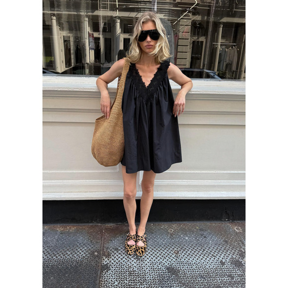 Helsa Mini Dress With Lace in Tech Poplin M - Picture 3 of 12